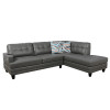 Dark Gray Semi-PU Synthetic Leather 3-Piece Sectional with Right-Facing Chaise