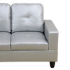 Silver 3-Piece Semi-PU Synthetic Leather Sectional Sofa with Left-Facing Chaise