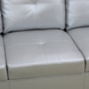 Silver 3-Piece Semi-PU Synthetic Leather Sectional Sofa with Left-Facing Chaise