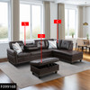 Brown 3-Piece Faux Leather Sectional Sofa with Right-Facing Chaise Storage