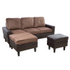 Brown Chocolate Faux Leather and PVC 3-Piece Living Room Set with Sofa Loveseat