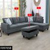 Dark Gray 3-Piece Flannel Sectional Sofa with Right-Facing Chaise and Lift-Top