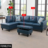 Deep Blue 3-Piece Faux Leather Sectional Sofa with Left-Facing Chaise and Seats