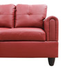 Red 3-Piece Faux Leather Corner Sectional Sofa with Left-Side Chaise and Ottoman