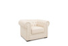 White Leather Chesterfield Armchair with Button Tufting and Rolled Arms
