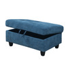 Blue 3-Piece Flannel Sectional Sofa with Left-Facing Chaise and Lift-Top Storage