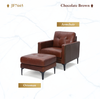 Chocolate Brown Top-Grain Leather Armchair with Matching Ottoman and Tufted