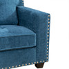 Blue 3-Piece Linen Living Room Set with Sofa Loveseat and Armchair and Size Sofa