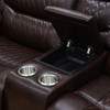 Dark Brown 3-Piece Breathable Leather Reclining Living Room Set with Consoles