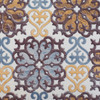 Blue Brown and Gold Medallion Print Armless Accent Chair with Wood Legs