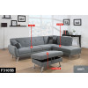 Gray 3-Piece Linen Sectional Sofa with Right-Facing Chaise and Storage Ottoman
