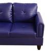 Deep Blue 3-Piece Faux Leather L-Shaped Sectional Sofa with Right-Side Chaise