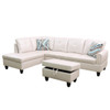 Pearl White 3-Piece Faux Leather Sectional Sofa with Left-Facing Chaise