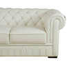 89-Inch White 2-Piece Cow Top Leather Chesterfield Sectional with Left-Facing