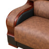 Black and Brown 3-Piece Cow Leather Living Room Set with Wood-Tone Arm Trim