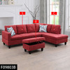 Red 3-Piece Flannelette Sectional Sofa with Right-Facing Chaise and Lift-Top