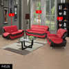 Black and Red 3-Piece Faux Leather Living Room Set with Sofa Loveseat and Finish