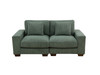 Green 2-Piece Corduroy Modular Loveseat with Double Track Arms and Two Seat Sofa