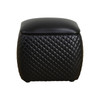 Black Cat-Scratch Leather Square Low Ottoman with Diamond Quilting and Your Feet