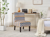 Gray Gold and White Chevron Print Armless Accent Chair with Wood Legs and Design