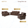 Vintage Brown 3-Piece Top-Grain Leather Living Room Set with Sofa Loveseat
