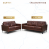 Chocolate Brown 2-Piece Oil-Waxed Leather Living Room Set with Loveseat