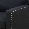 Black 3-Piece Linen Living Room Set with Sofa Loveseat and Armchair and Cushions
