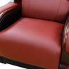 Black and Red 3-Piece Cow Leather Living Room Set with Wood-Tone Arm Trim