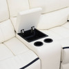 White 3-Piece Bonded Leather Reclining Living Room Set with Black Piping