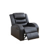 Black 3-Piece Cow Leather Reclining Living Room Set with Contrast Stitching