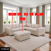 Beige 6-Piece Corduroy Modular Corner Sectional Sofa with Ottoman and Track Arms