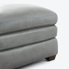 Gray Top-Grain Leather Square Ottoman with Layered Cushion and Block Feet