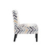 Blue Gray and Gold Chevron Print Armless Accent Chair with Wood Legs and Design