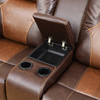 Brown 3-Piece Bonded Leather Manual Reclining Living Room Set with Sofa Console