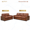 Chestnut Brown 2-Piece Top-Grain Leather Living Room Set with Loveseat