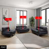 Black 3-Piece Recycled Leather Living Room Set with Sofa Loveseat and Armchair