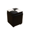 Black and White Cat-Scratch Leather Square High Stool with Tufted Cushion