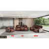 Dark Brown 3-Piece Cow Top Leather Reclining Living Room Set with Nailhead Trim