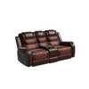 Dark Brown 3-Piece Cow Top Leather Reclining Living Room Set with Nailhead Trim