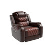 Dark Brown 3-Piece Cow Top Leather Reclining Living Room Set with Nailhead Trim