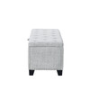 48-Inch Light Gray Linen Button-Tufted Storage Bench with Safety-Close Hinges
