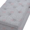 48-Inch Light Gray Linen Button-Tufted Storage Bench with Safety-Close Hinges