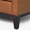 Camel Brown Top-Grain Leather Armchair with Track Arms and Tapered Wood Legs