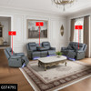 Deep Gray 3-Piece Breathable Leather Reclining Living Room Set with LED Lighting