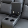 Deep Gray 3-Piece Breathable Leather Reclining Living Room Set with LED Lighting
