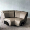 Gray 5-Piece Top-Grain Leather Modular Power Reclining Sofa Set with Upholstery
