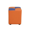Orange and Blue Cat-Scratch Leather Square High Stool with Tufted Cushion