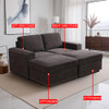 Brown 4-Piece Corduroy Modular Sofa Set with Matching Ottoman and Nailhead Trim