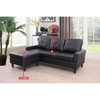 Black Faux Leather 2-Piece Living Room Set with Sofa and Loveseat and Cushioning