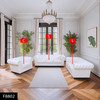94.5-Inch White 3-Piece Cow Top Leather Chesterfield Living Room Set with Arms